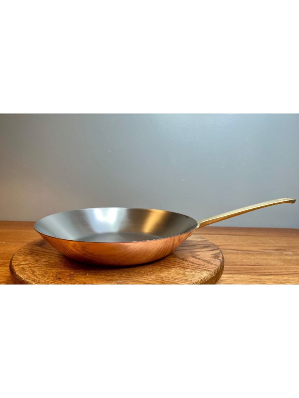 Vintage Paul Revere Ware Copper Skillet, Stainless Steel Lined, Brass Handles (1